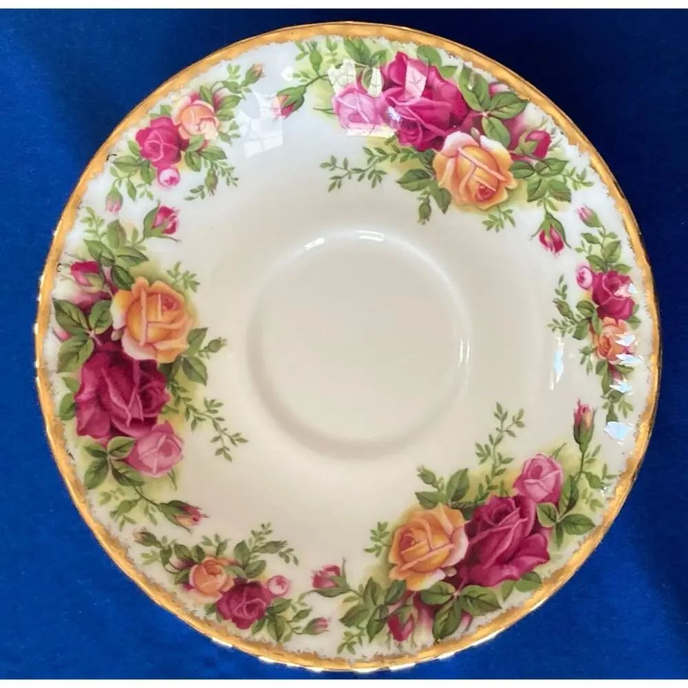 VTG Royal Albert Old Country Roses 1962 Tea Coffee Saucer Set of 4 England - Picture 8 of 16